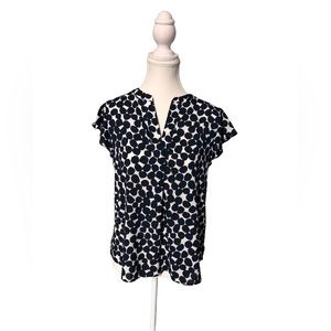 NWOT Calvin Klein navy and white dotted blouse size small